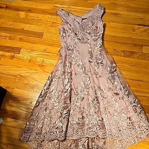 Blush pink off the shoulder dress